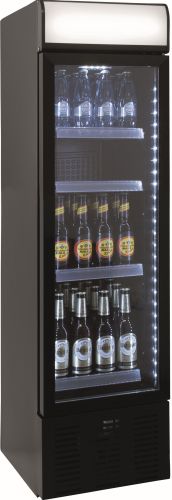 Getränkekühlschrank mit Werbetafel - schmal Modell DK 105