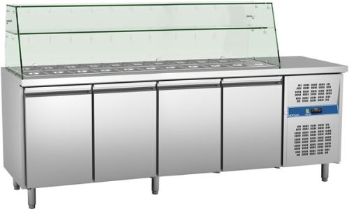 Morgan Kühltisch mit 4 Türen GN 1/1 + Glasaufsatz