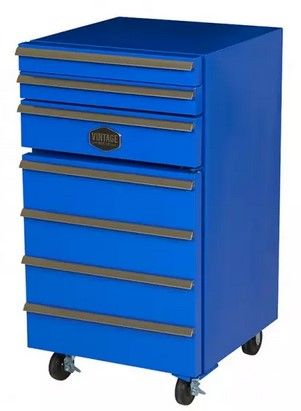 Rollcontainer mit Minibar Kühlschrank - 3 Schubladen - Blau - VICT50