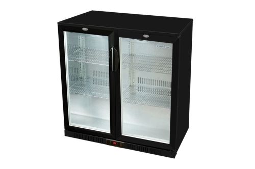 Flaschenkühlschrank mit Glastür - schwarz - Flügeltür - GCUC200